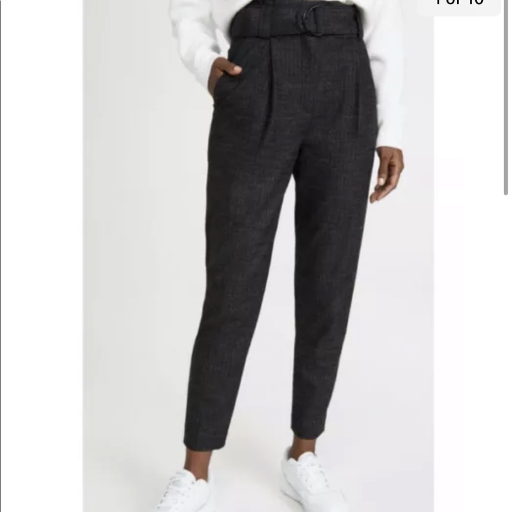 A.L.C Diego cropped belted pinstriped flannel tapered pants-NWT-2